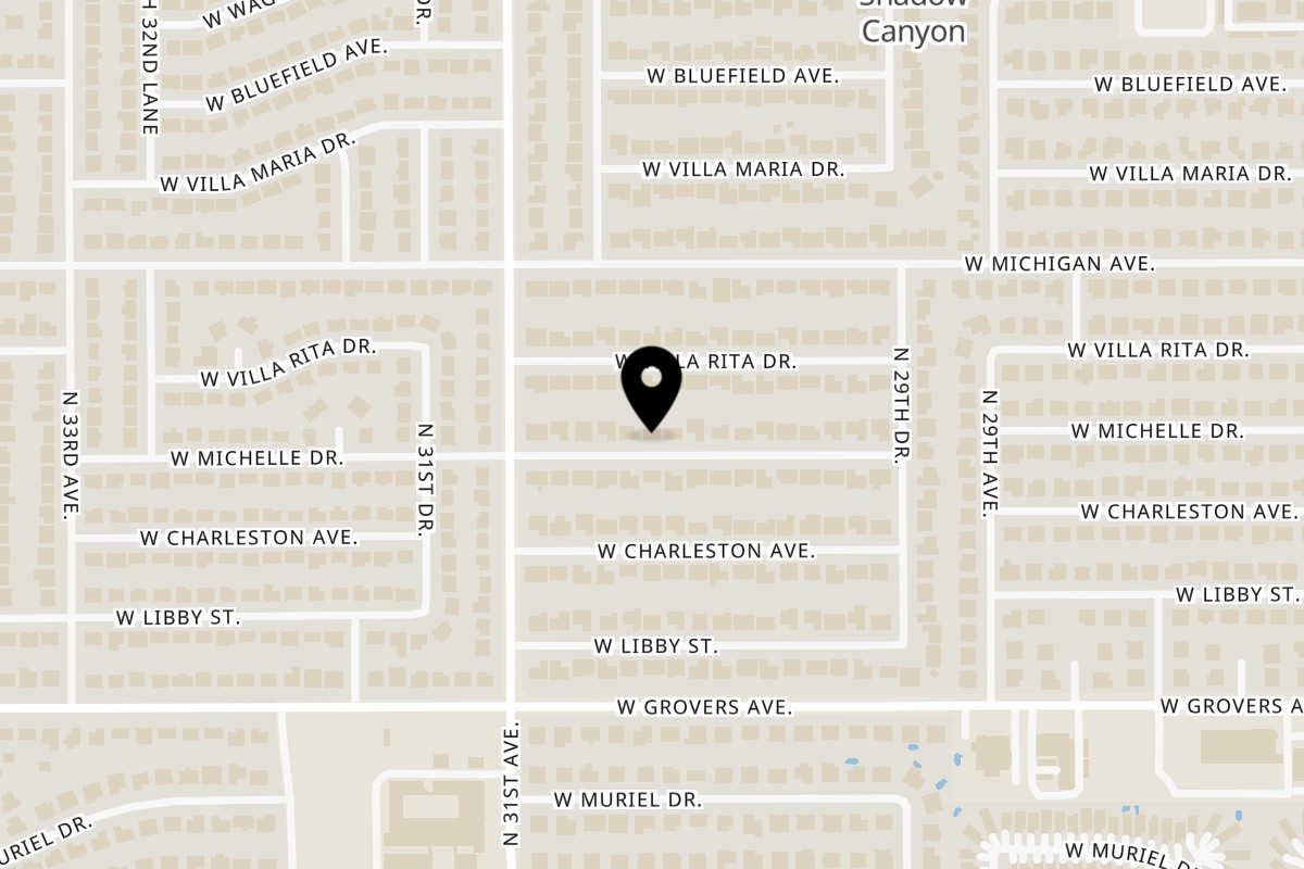 Map showing the location of Anthony Xavier Leon birthday is 12/10/1995 on 3016 w Michelle dr in Phoenix